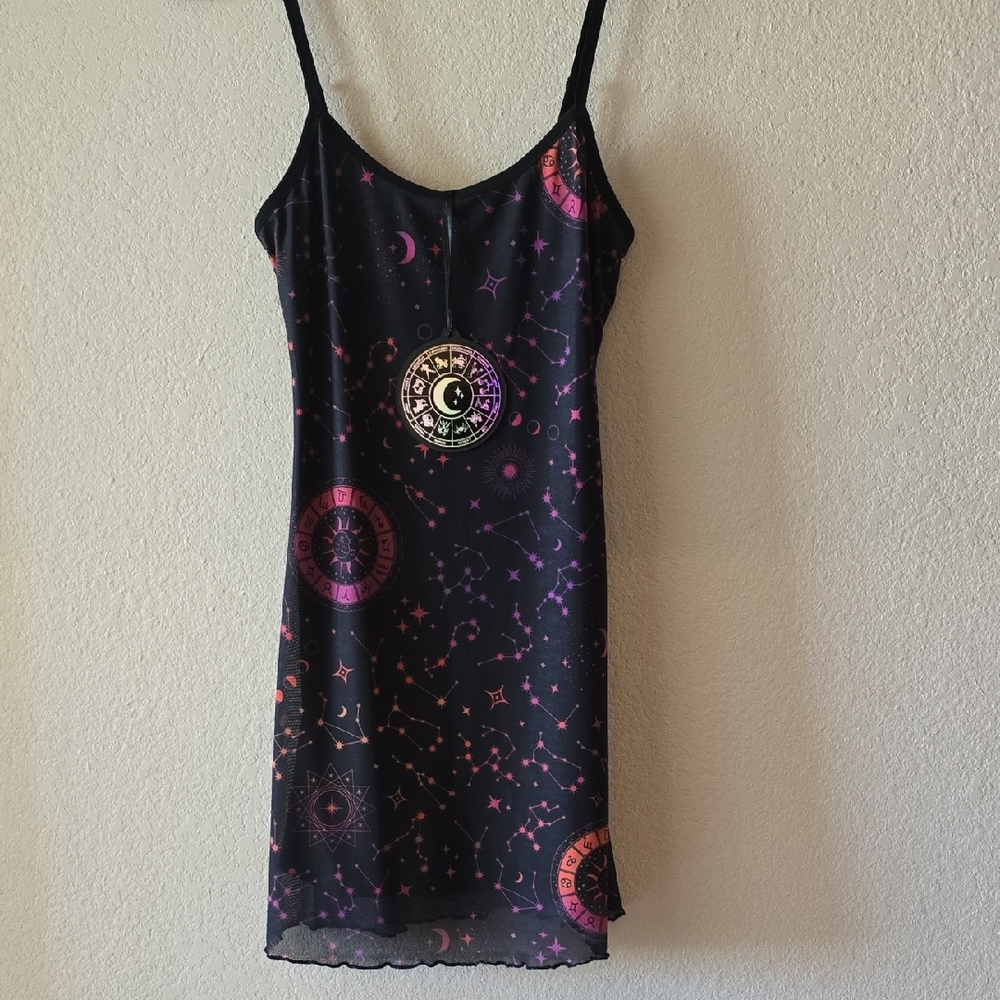 Dolls Kill Horoscopez Dress with Pink Starry Design